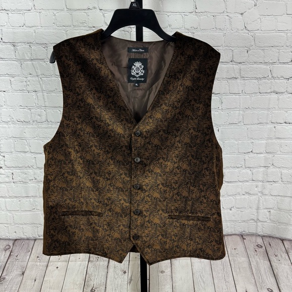 English Laundry Brown Paisley Floral Print Vest Size XL - Picture 1 of 8